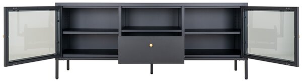 Nordic Living Černý kovový TV stolek Dobby 160 x 35 cm