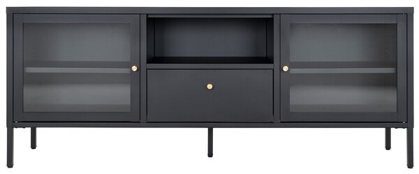 Nordic Living Černý kovový TV stolek Dobby 160 x 35 cm