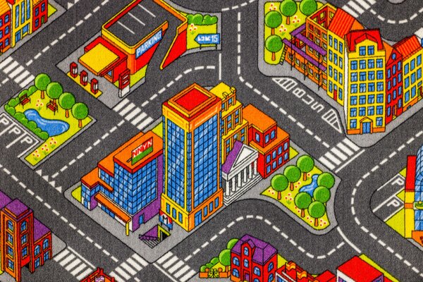 Dětský koberec Big City 97 - šedý