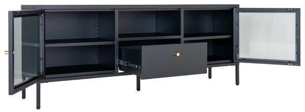 Nordic Living Černý kovový TV stolek Dobby 160 x 35 cm
