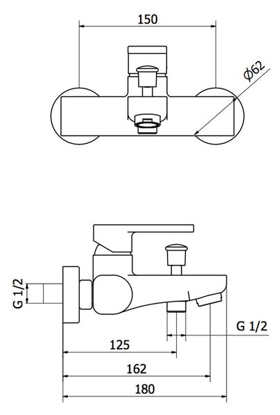 Teorema Sigma - Vanová baterie nástěnná, chrom 8Z160