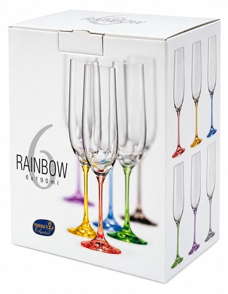 Crystalex Sklenice na šumivé víno Viola Rainbow 190 ml 6 ks