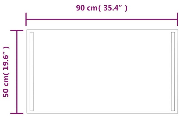 Koupelnové zrcadlo s LED osvětlením 90 x 50 cm 151751