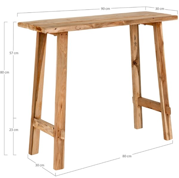 Nordic Living Masivní teakový toaletní stolek Gibor 90 x 30 cm