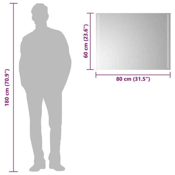 Koupelnové zrcadlo s LED osvětlením 80 x 60 cm 151749