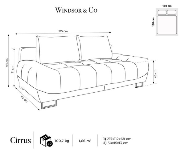 Královsky modrá třímístná rozkládací pohovka se sametovým potahem Windsor & Co Sofas Cirrus