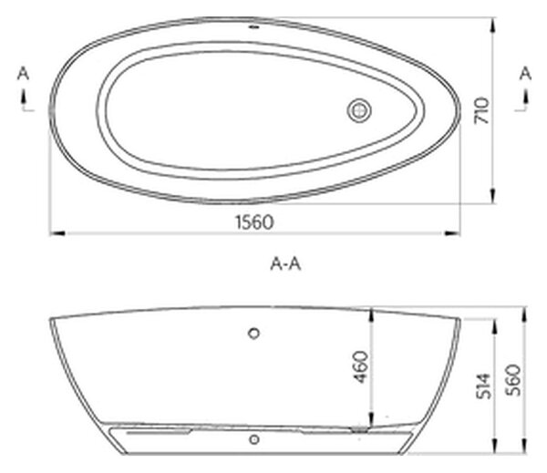 Vima 101 - Vana 1560x710 mm, bílá