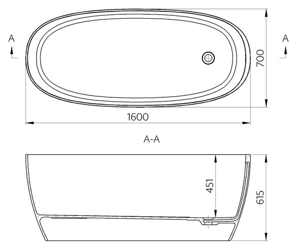 Vima 100 - Vana 1600x700 mm, bílá
