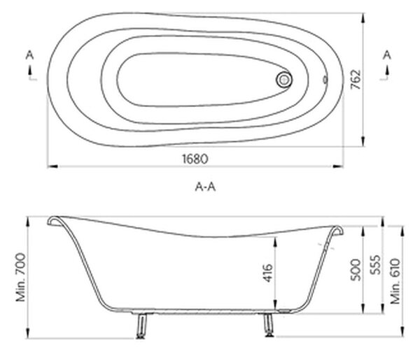 Vima 104 - Vana 1680x752 mm, bílá