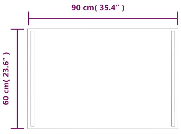 Koupelnové zrcadlo s LED osvětlením 90 x 60 cm 151752