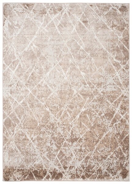 Makro Abra Moderní kusový koberec PORTLAND D054E bílý hnědý Rozměr: 80x150 cm