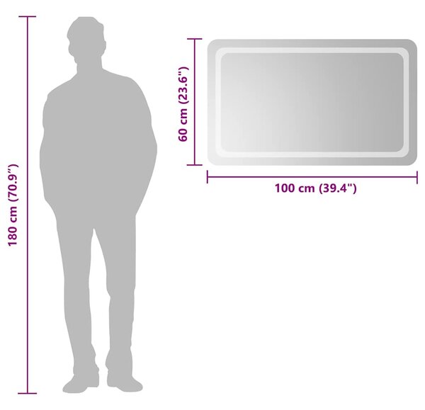 Koupelnové zrcadlo s LED osvětlením 100x60 cm 151793