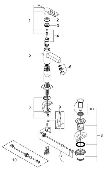 GROHE Quadra - Páková umyvadlová baterie DN 15, velikost XL, měsíční bílá 32633LS0