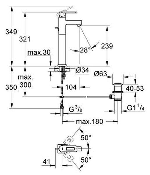GROHE Quadra - Páková umyvadlová baterie DN 15, velikost XL, měsíční bílá 32633LS0