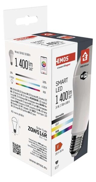 Emos ZQW516R LED žárovka E27 GoSmart A65 14W 1400lm 2700–6500K
