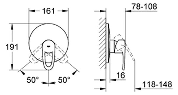 GROHE Europlus - Páková sprchová baterie, Chrom 19537001