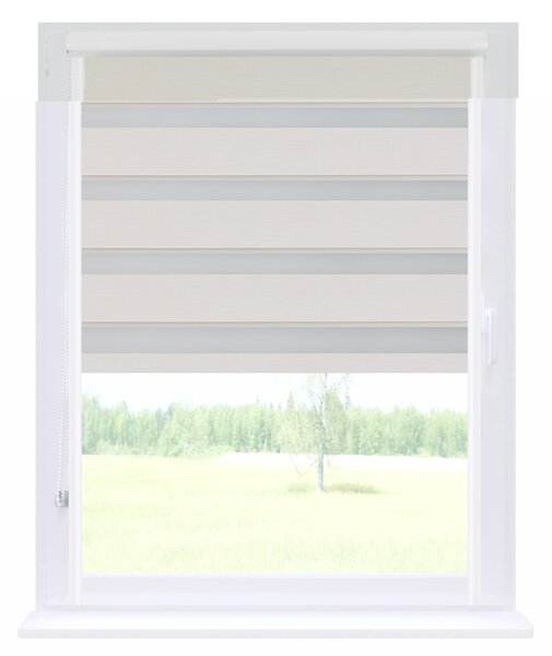 Dekodum Roleta den a noc v bílé kazetě zatemňovací, barva látky Písková Šířka (cm): 53, Výška (cm): Standardní (do 150 cm), Strana mechanismu: Práva