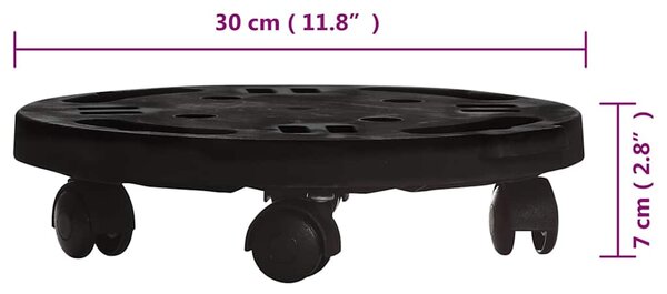 Vozík na rostliny na kolečkách průměr 30 cm černý 170 kg 151829