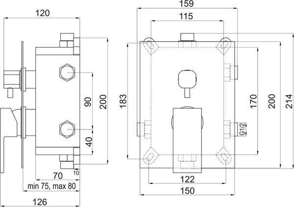 Novaservis Nobless EDGE Podomítková baterie s boxem 3 vývody, chrom, BOX36051RX,0