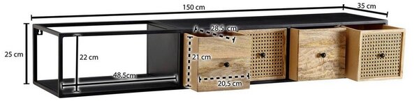 Nízka komoda masiv mango/kov š: 150cm