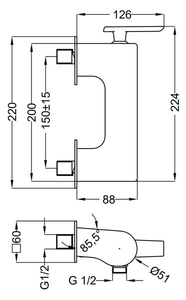 Teorema Code - Sprchová baterie nástěnná, chrom TECO72210