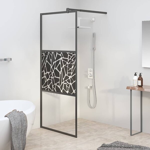 Zástěna do průchozí sprchy 90x195 cm ESG / kamenný design černá 151881