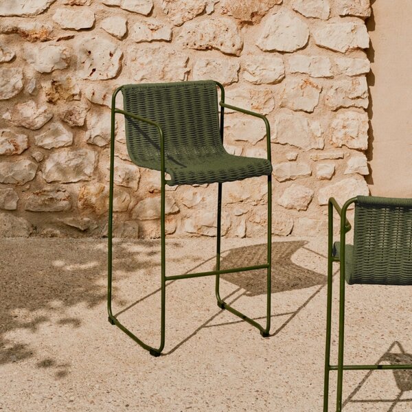 Zelená zahradní barová židle Kave Home Maurina 64,5 cm