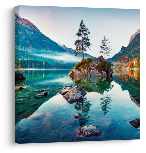 Obraz - Jezero Hintersee, Bavorské Alpy, Rakousko (30x30 cm)