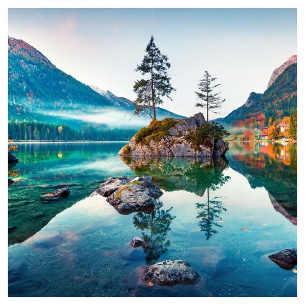 Obraz - Jezero Hintersee, Bavorské Alpy, Rakousko (30x30 cm)