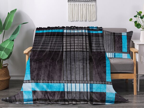 XPOSE® Mikroplyšová deka MÁŠA - šedá/modrá 200x220 cm