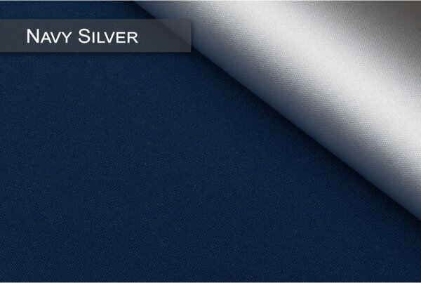 Dekodum Termoizolační roleta v bílé kazetě, barva látky Navy Silver Šířka (cm): 53, Výška (cm): Standardní (do 150 cm), Strana mechanismu: Práva