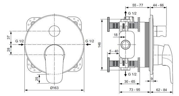 Ideal Standard Set 3 - Sprchový systém s podomítkovou pákovou baterií CeraFlex, komplet, chrom IS Set 3