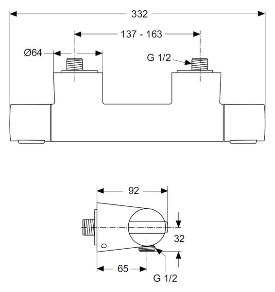 Ideal Standard CeraTherm 200 - Sprchová baterie nástěnná termostatická, chrom A4627AA