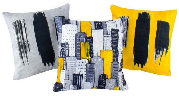 WALIA® Set povlaků na polštář MUSTARD CITY 43x43 cm - 3ks