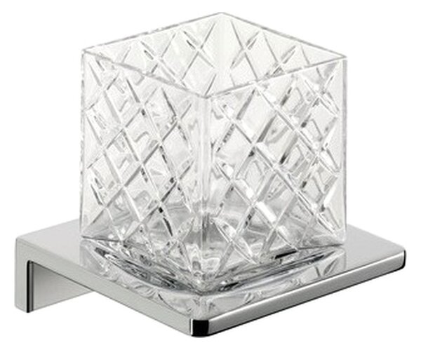 Emco Asio - nástěnný držák s pohárem, chrom + krystalové sklo broušené, 132020402 - produkt z výstavky