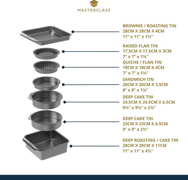 MasterClass Smart Space sada 7 pečicích forem, stohovatelná, nepřilnavá MCSPSCAKE7PC