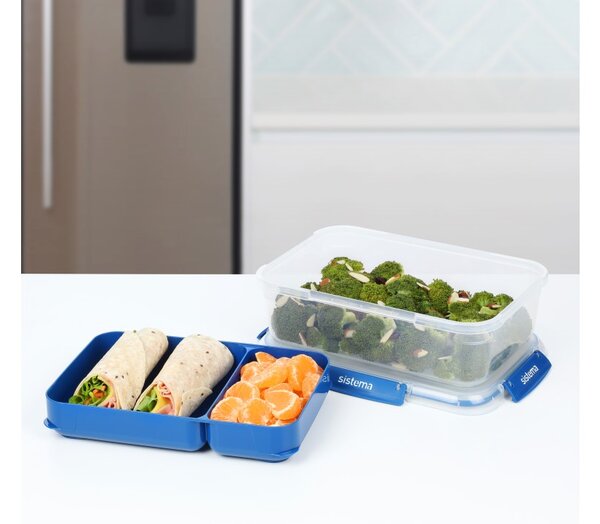 Sistema Dělený vodotěsný box na jídlo To Go STAX, 2,2 l, modrá