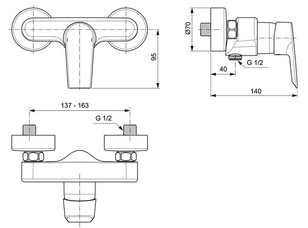 Ideal Standard Tesi - Sprchová baterie nástěnná, chrom A6581AA