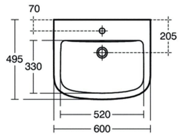 Ideal Standard Tempo - Umyvadlo 600x495 mm, s přepadem, bílá T058401
