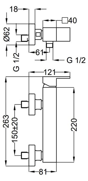 Teorema Pillar - Sprchová baterie nástěnná, chrom 8G210