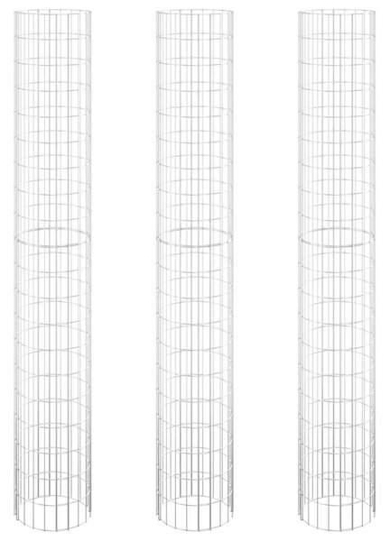 Kruhové gabionové záhony 3 ks pozinkovaná ocel Ø 30 x 200 cm 152022