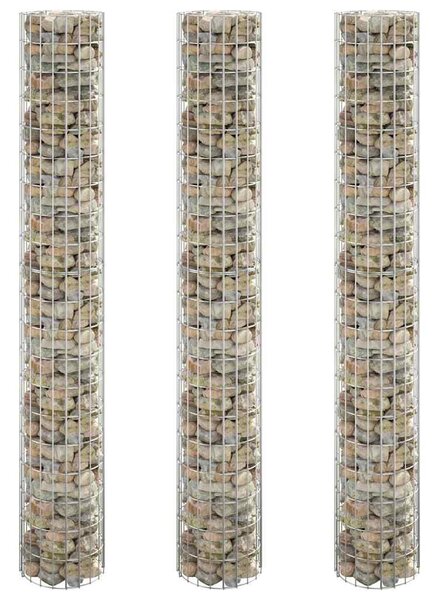 Kruhové gabionové záhony 3 ks pozinkovaná ocel Ø 30 x 200 cm 152022