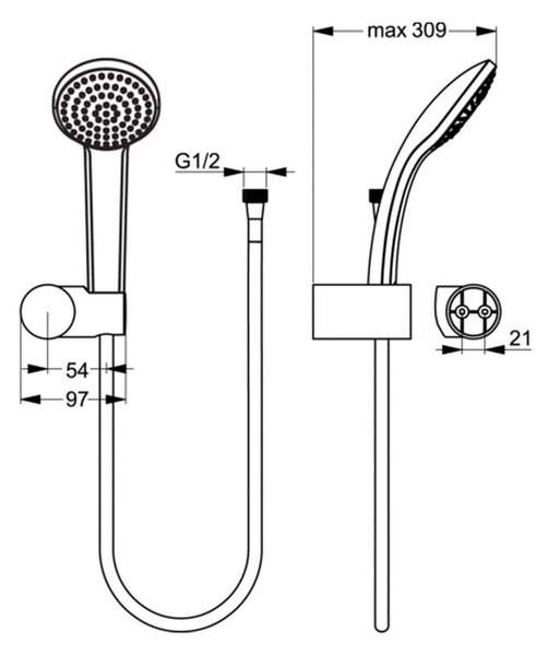 Ideal Standard Set 3 - Sprchový systém s podomítkovou pákovou baterií CeraFlex, komplet, chrom IS Set 3