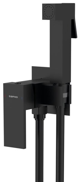 Sapho-Bidetová baterie se sprškou pro podomítkovou instalaci CUBEMIX mat. černá