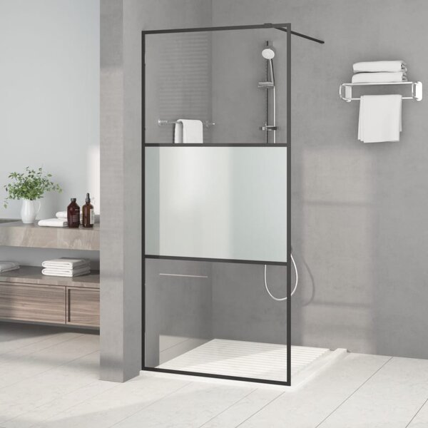 Sprchová zástěna walk-in černá 90x195 cm napůl mléčné ESG sklo 152106