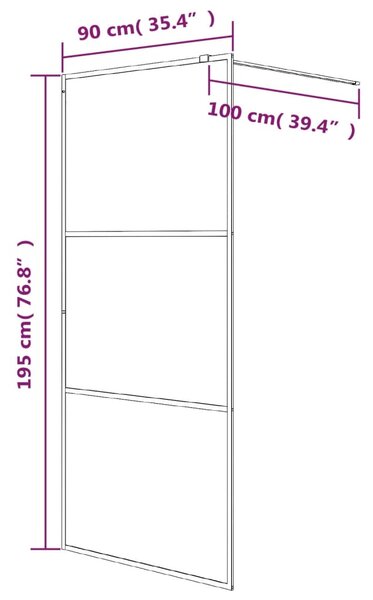 Sprchová zástěna walk-in černá 90x195 cm napůl mléčné ESG sklo 152106