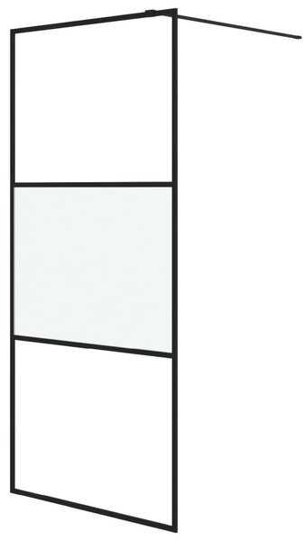 Sprchová zástěna walk-in černá 90x195 cm napůl mléčné ESG sklo 152106