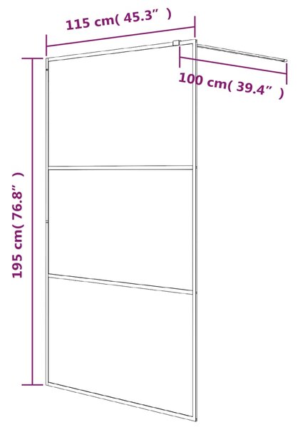 Sprchová zástěna walk-in černá 115 x 195 cm mléčné ESG sklo 152113