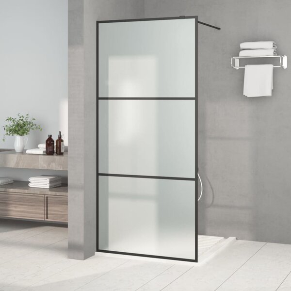 Sprchová zástěna walk-in černá 90 x 195 cm mléčné ESG sklo 152111