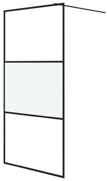 Sprchová zástěna walk-in černá 100x195 cm napůl mléčné ESG sklo 152107